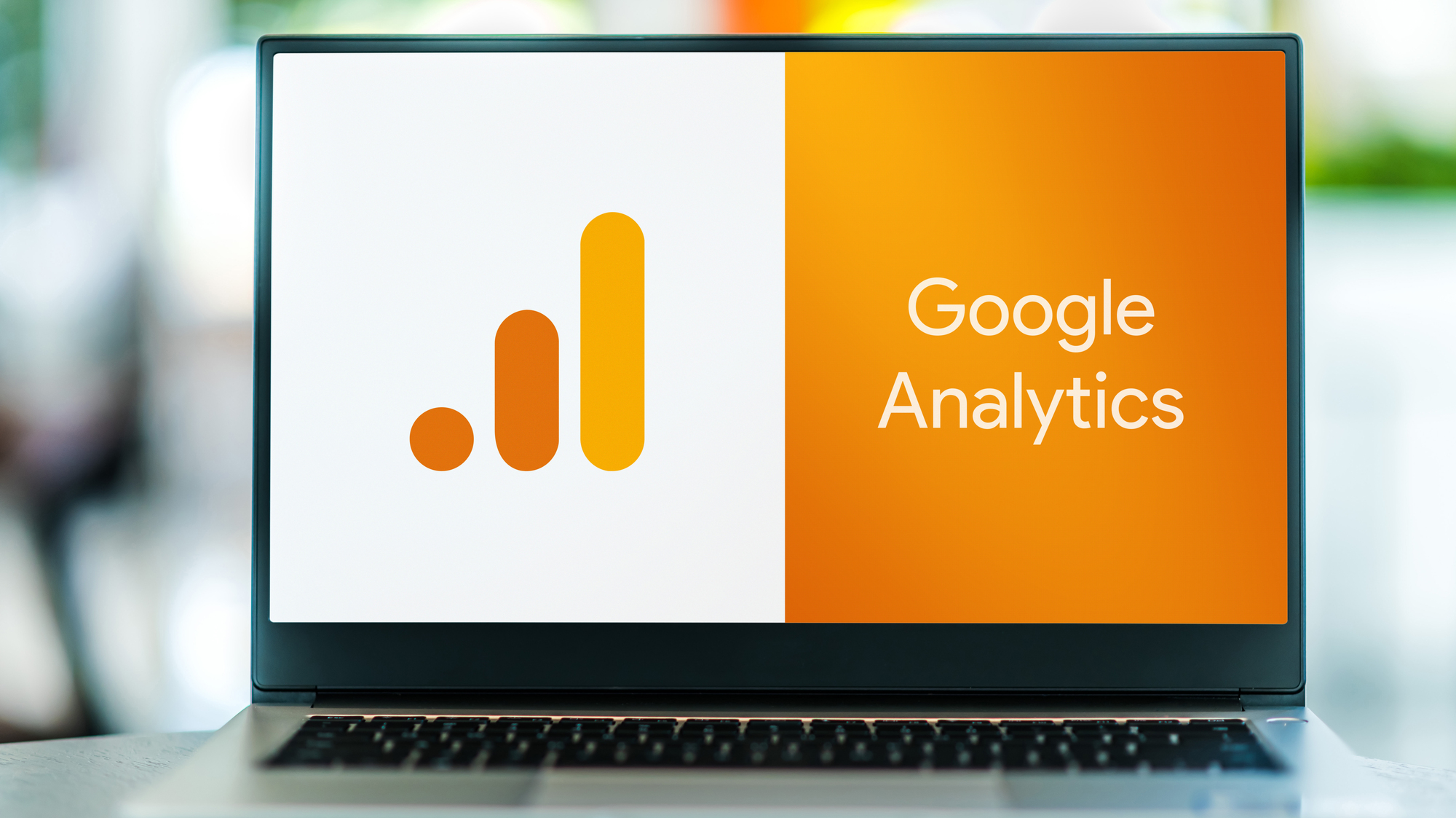 A laptop showing Google Analytics